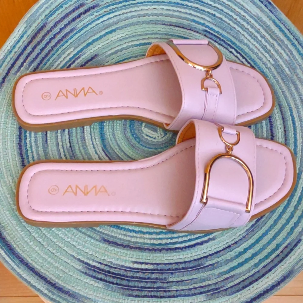 NWOT SZ 9 Purple  Womens Slide Sandals By Anna - Picture 2 of 7